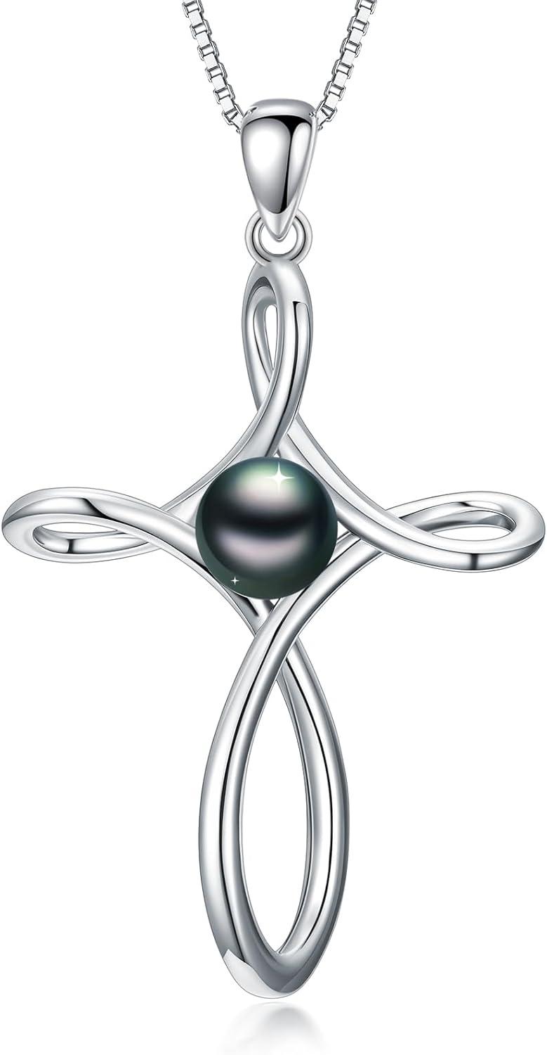 Our Review: Tahitian Black Pearl Cross Necklace in White Gold