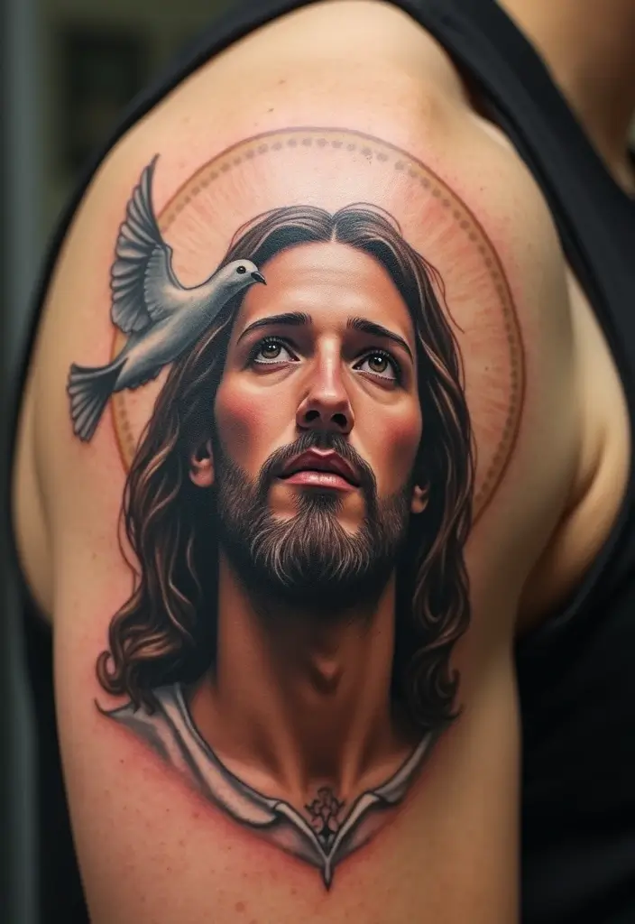 17 Stunning Jesus Christ Tattoos That Will Ignite Your Faith (You Won't Believe #9!) - 12. Jesus and the Dove