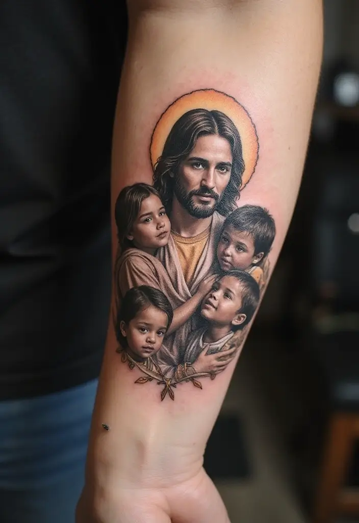 17 Stunning Jesus Christ Tattoos That Will Ignite Your Faith (You Won't Believe #9!) - 3. Jesus with Children