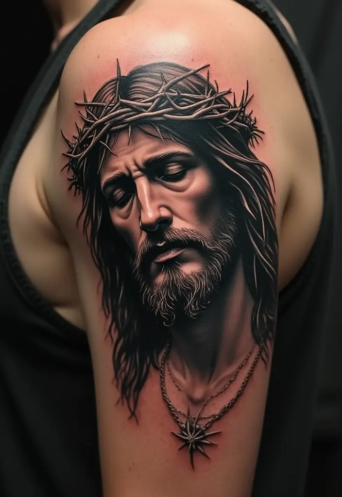 17 Stunning Jesus Christ Tattoos That Will Ignite Your Faith (You Won't Believe #9!) - 6. Jesus with Thorns