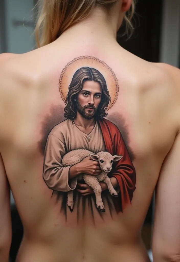 17 Stunning Jesus Christ Tattoos That Will Ignite Your Faith (You Won't Believe #9!) - 7. Jesus and the Lamb