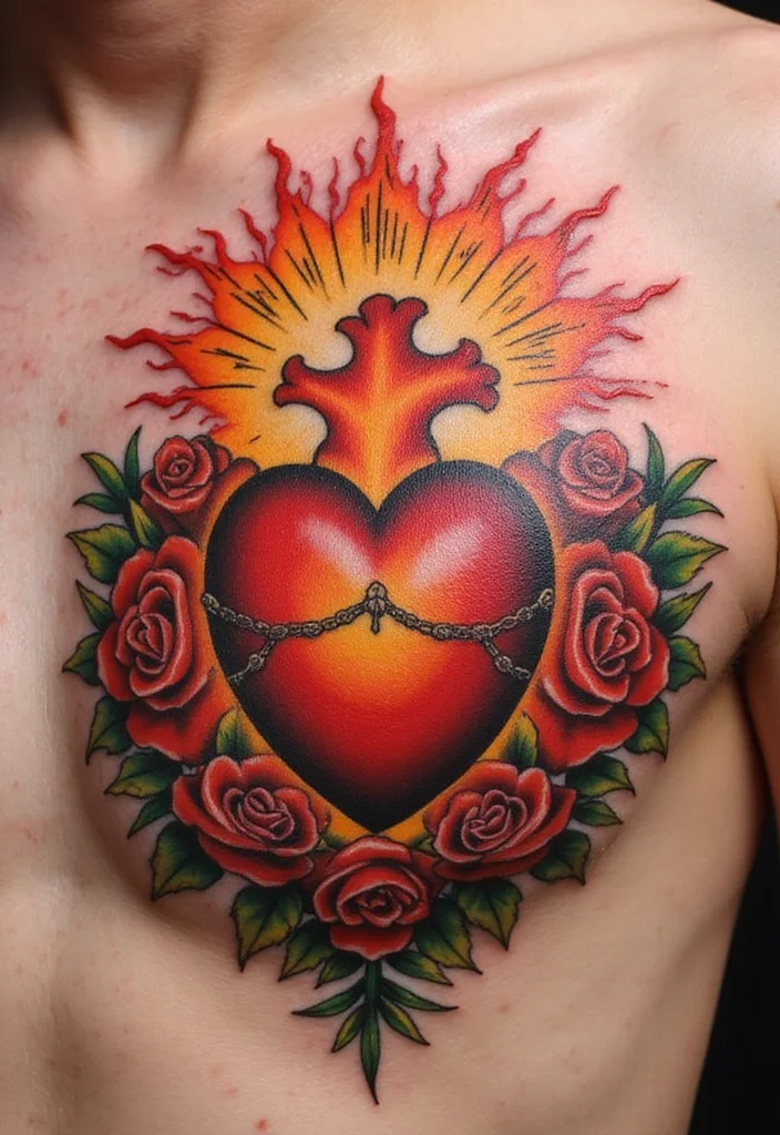 15 Jaw-Dropping Jesus Tattoos That Will Fill You with Hope! - 13. Jesus and the Sacred Heart 1