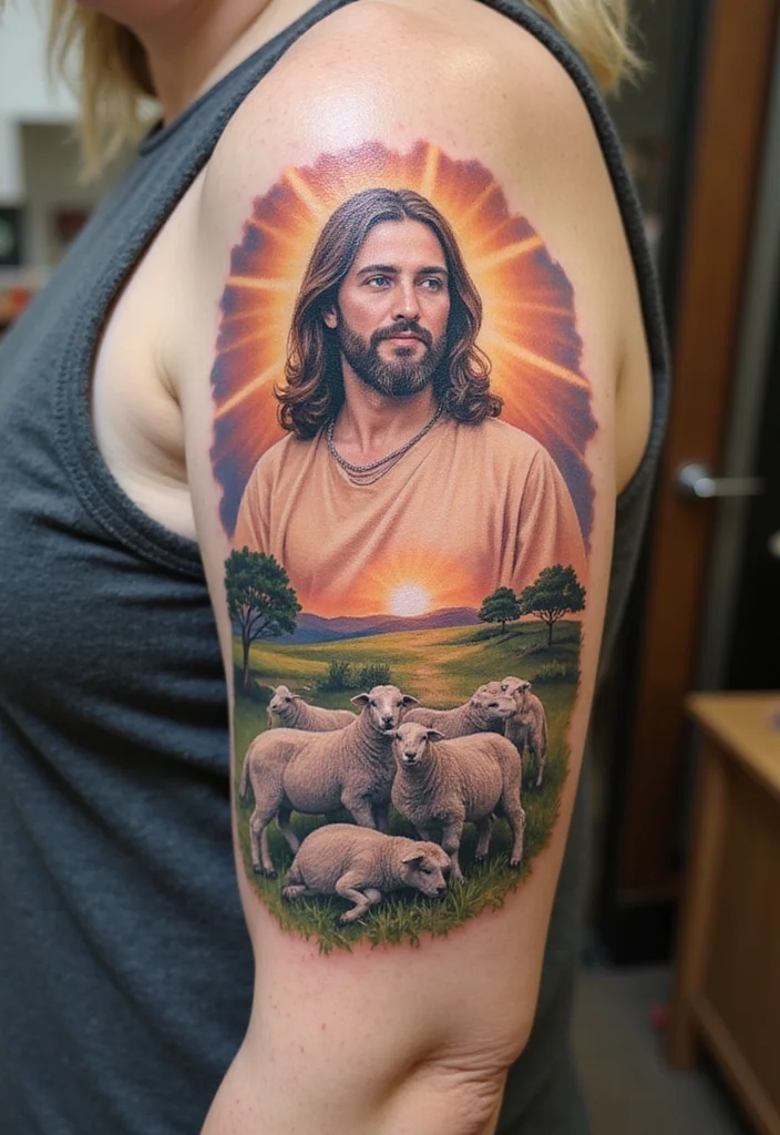 15 Jaw-Dropping Jesus Tattoos That Will Fill You with Hope! - 8. The Good Shepherd 1