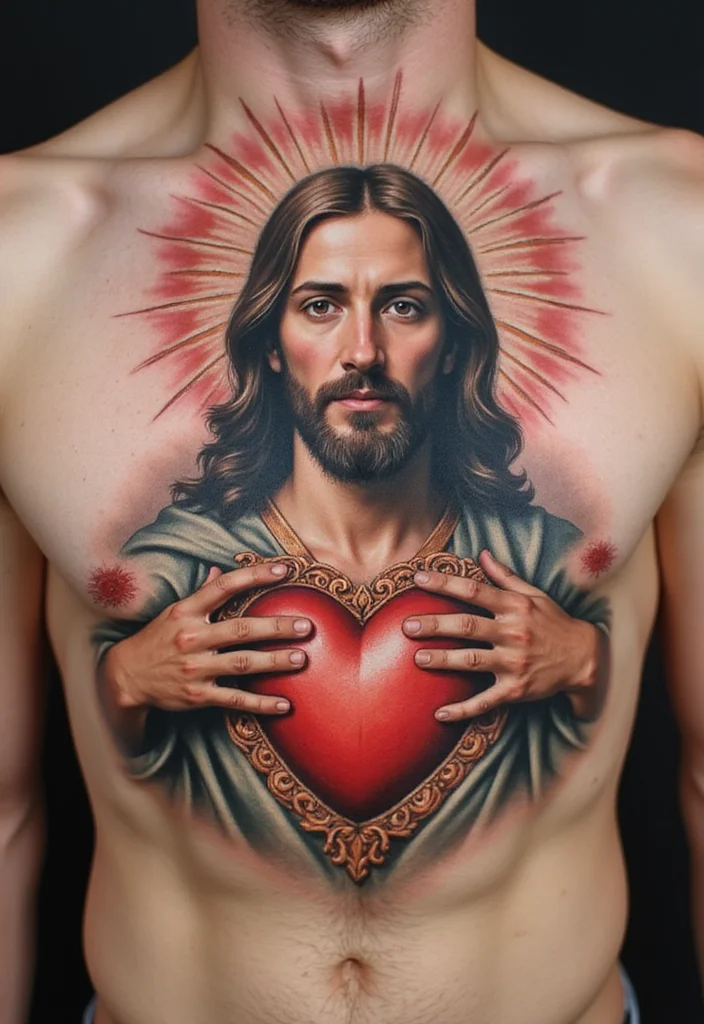 15 Jaw-Dropping Jesus Tattoos That Will Fill You with Hope! - 9. Jesus with Heart 1
