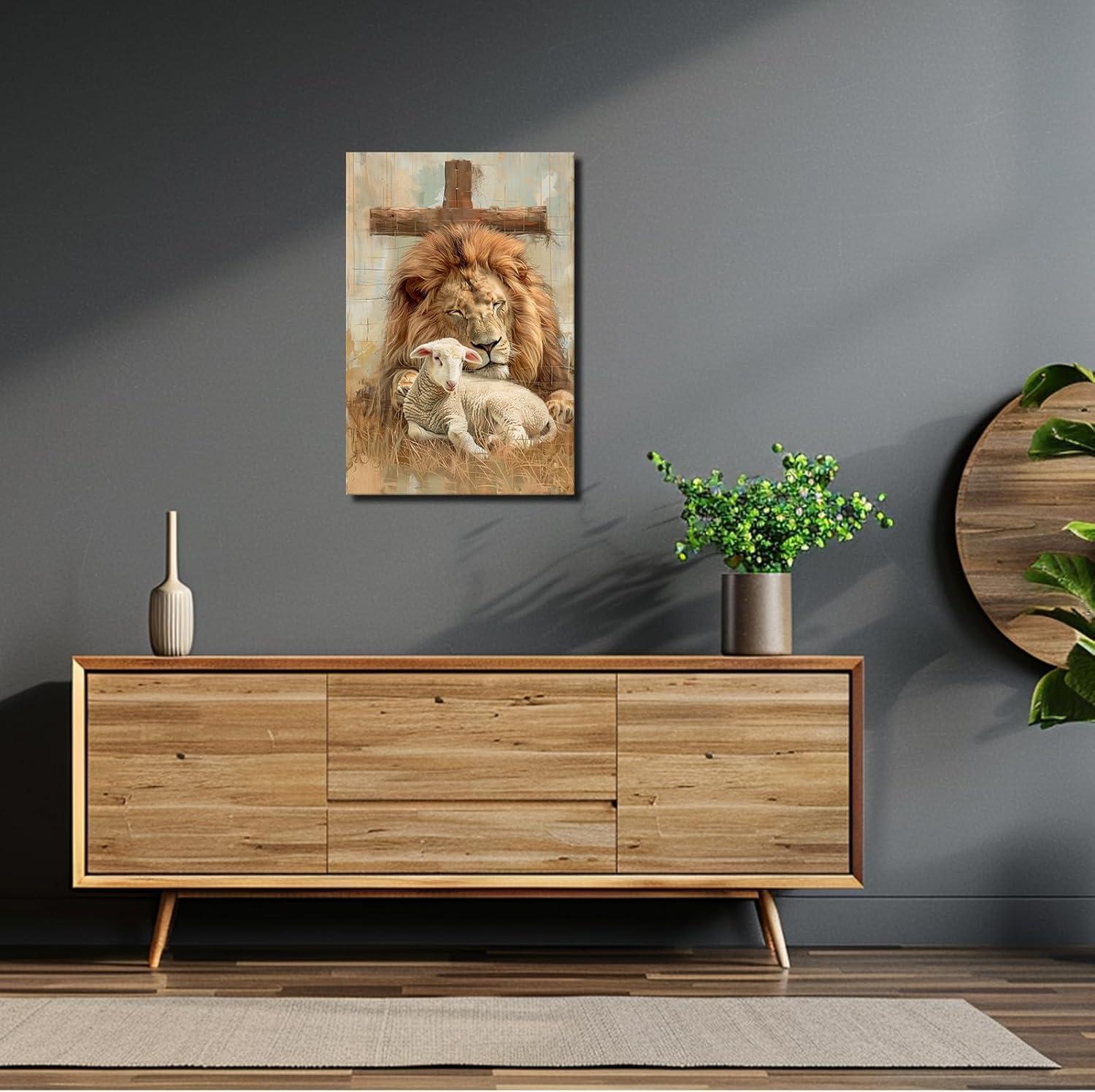 Our review of SWQYLB Lion and Lamb ⁢Christian Wall Art