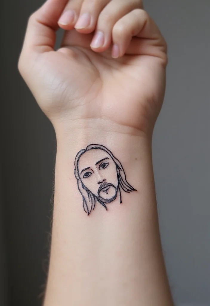 10 Stunning Jesus Face Tattoos That Will Inspire Your Faith Journey! - 4. Minimalist Jesus Face Tattoos 1