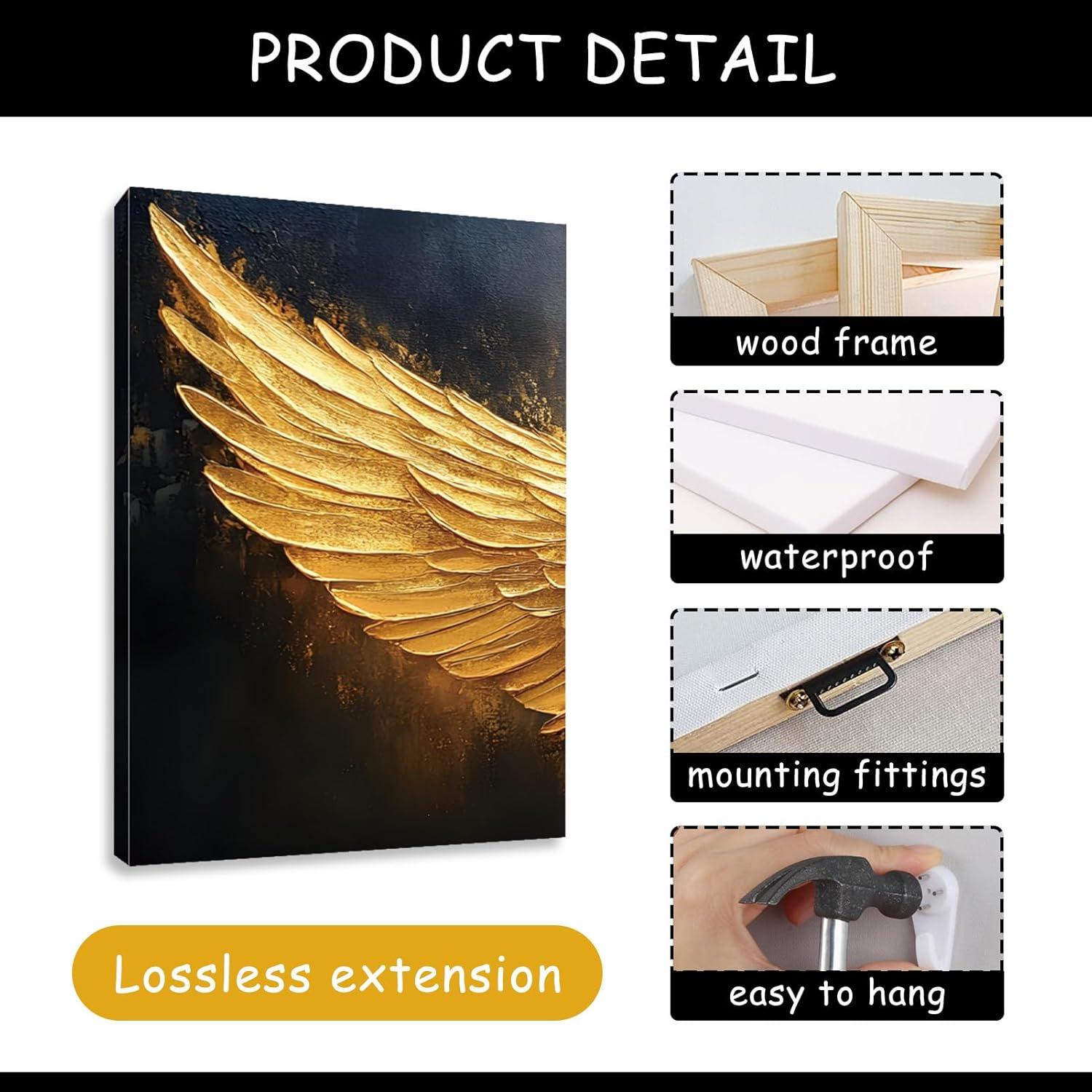 Our Review of Golden Angel Wings Canvas: Elegant & Inspiring Wall Art