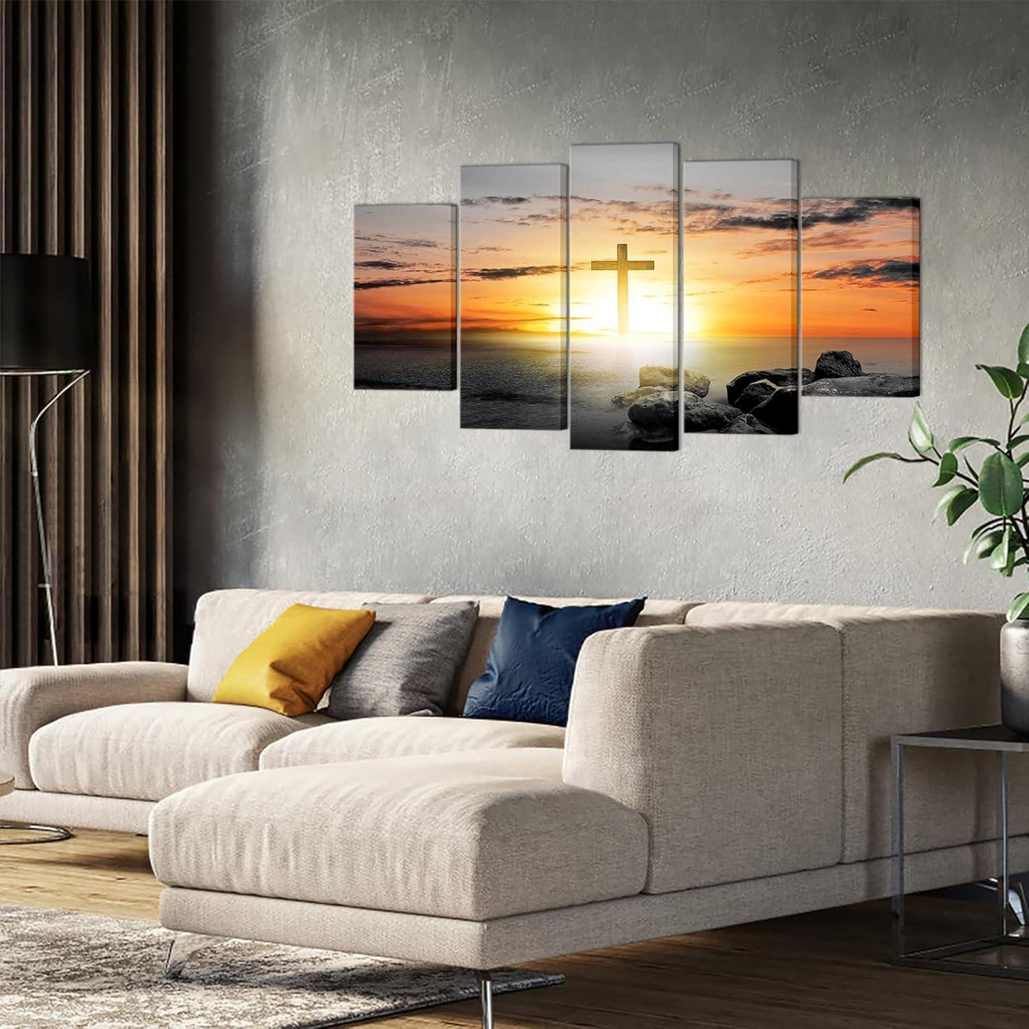Our Honest Review: Canvbay Christian Cross sunset Ocean Canvas Artwork