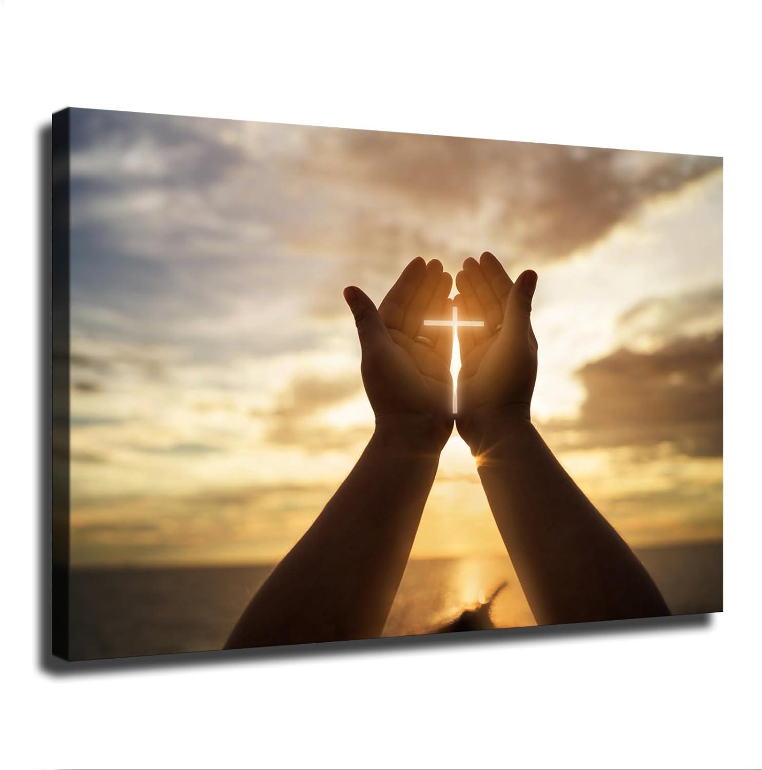 Why We Love the Church Jesus Praying Hands Canvas Wall Art