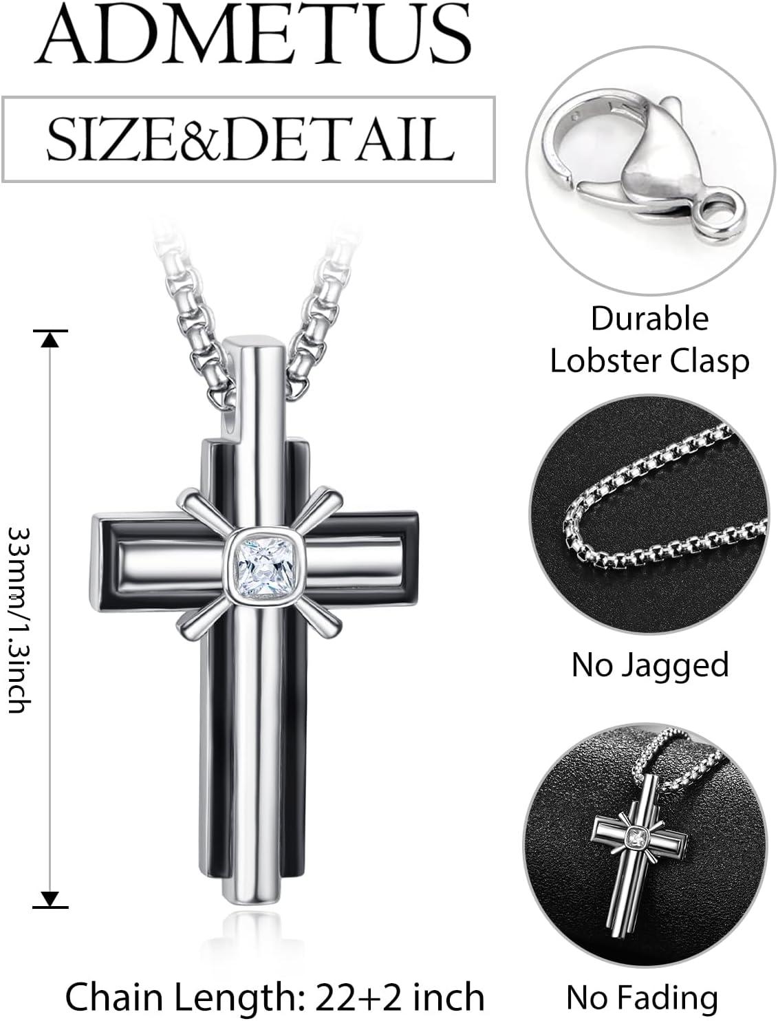 Our Honest Take on the ADMETUS Sterling Silver ⁤Cross Necklace for Men