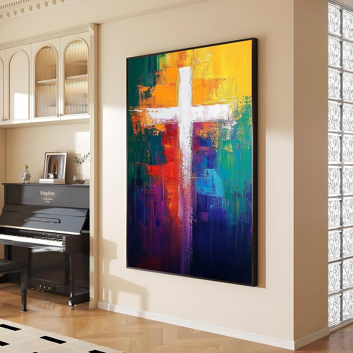Why We Love This Colorful Abstract⁢ Cross Canvas Wall Art