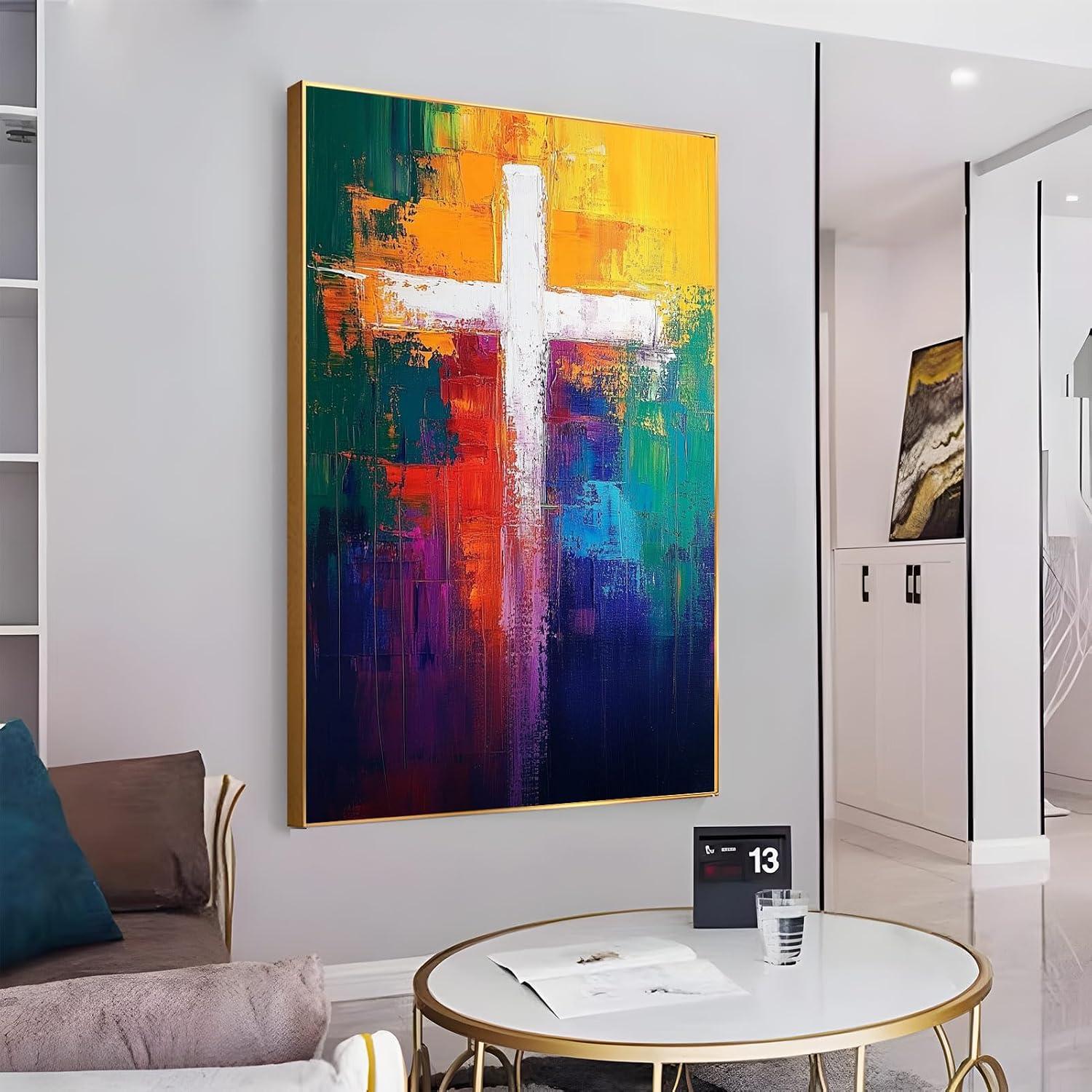Why‍ We Love This ⁤Colorful Abstract Cross Canvas Wall Art