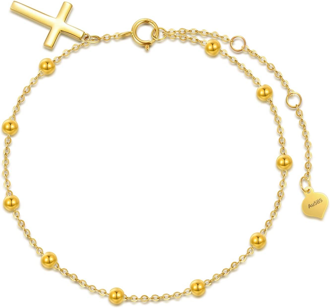 Our Honest Take on the Solid 14kt Gold rosary ‍Cross‍ Bracelet for⁣ Women