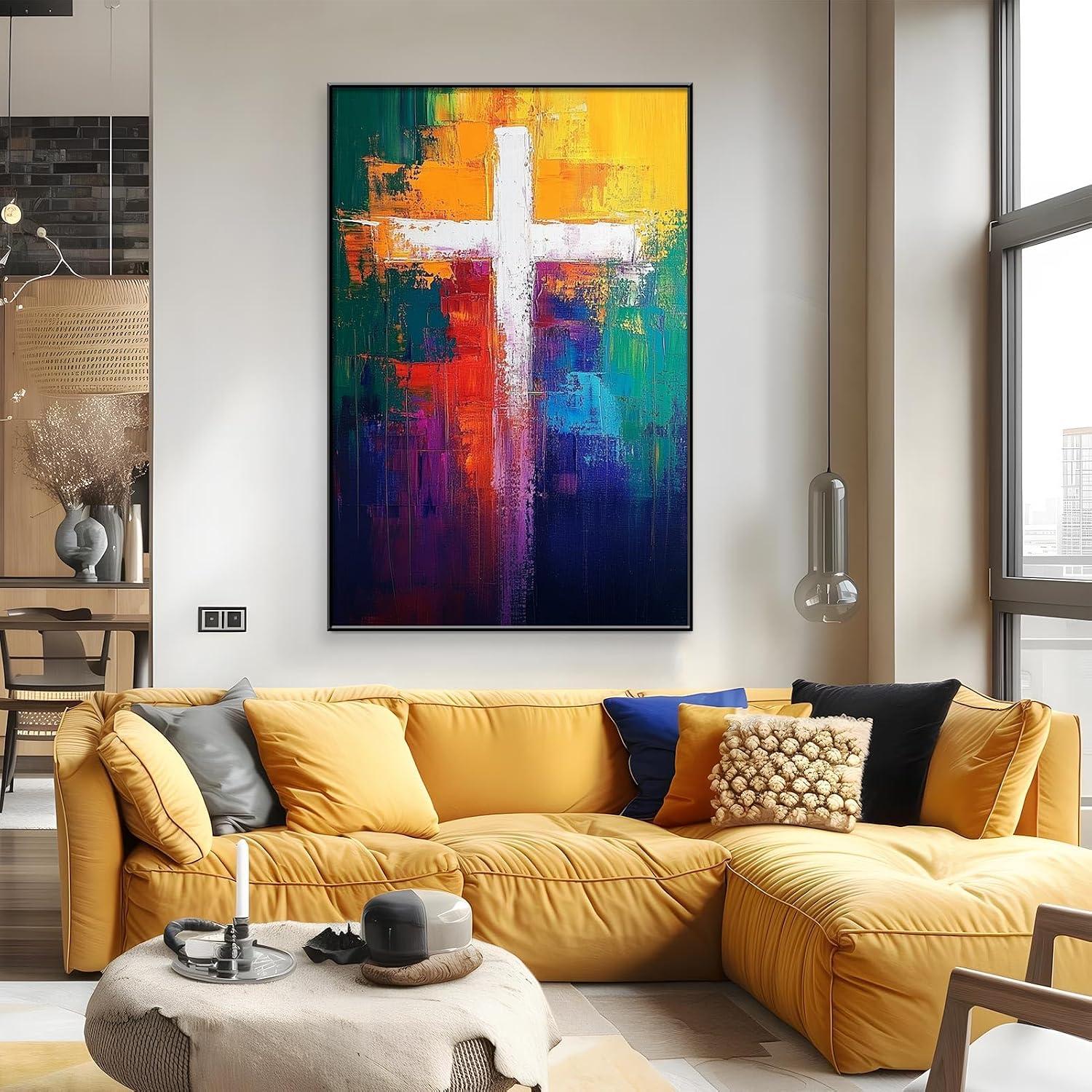 Why We Love This Colorful ⁤Abstract Cross Canvas ⁣Wall Art