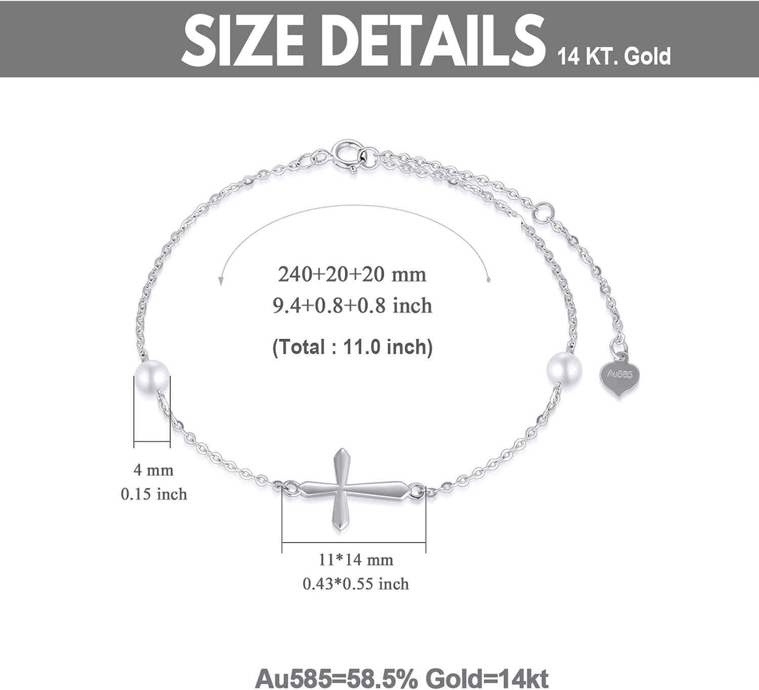 Why We Love the 14k gold Cross Anklet with real Pearls