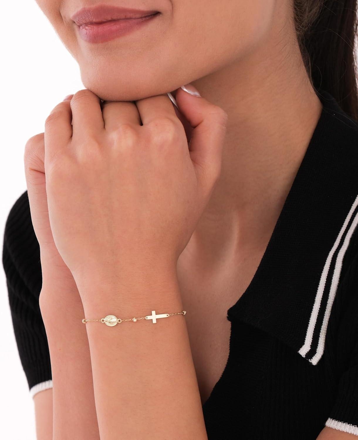 Why We Love the 14K Solid Gold Rosary Sideways Cross Bracelet