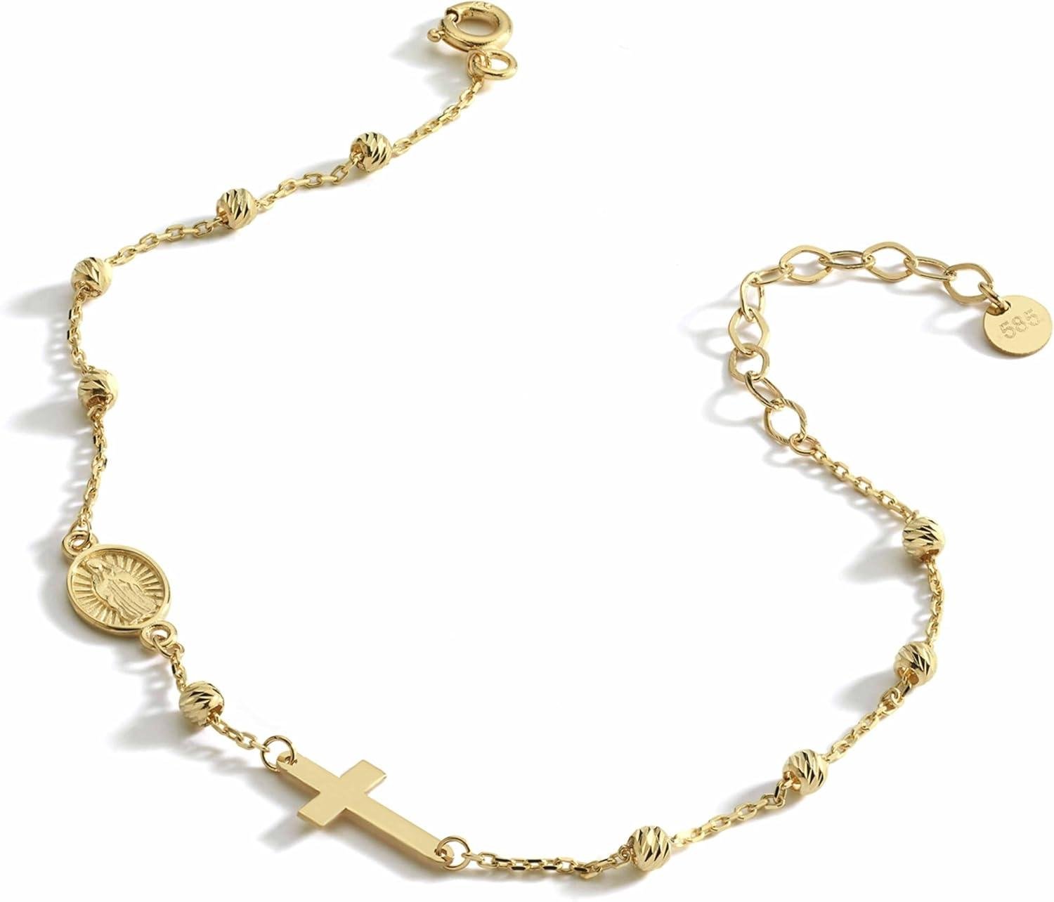 Why‌ We Love the⁤ 14K ⁤Solid Gold Rosary Sideways⁤ Cross Bracelet