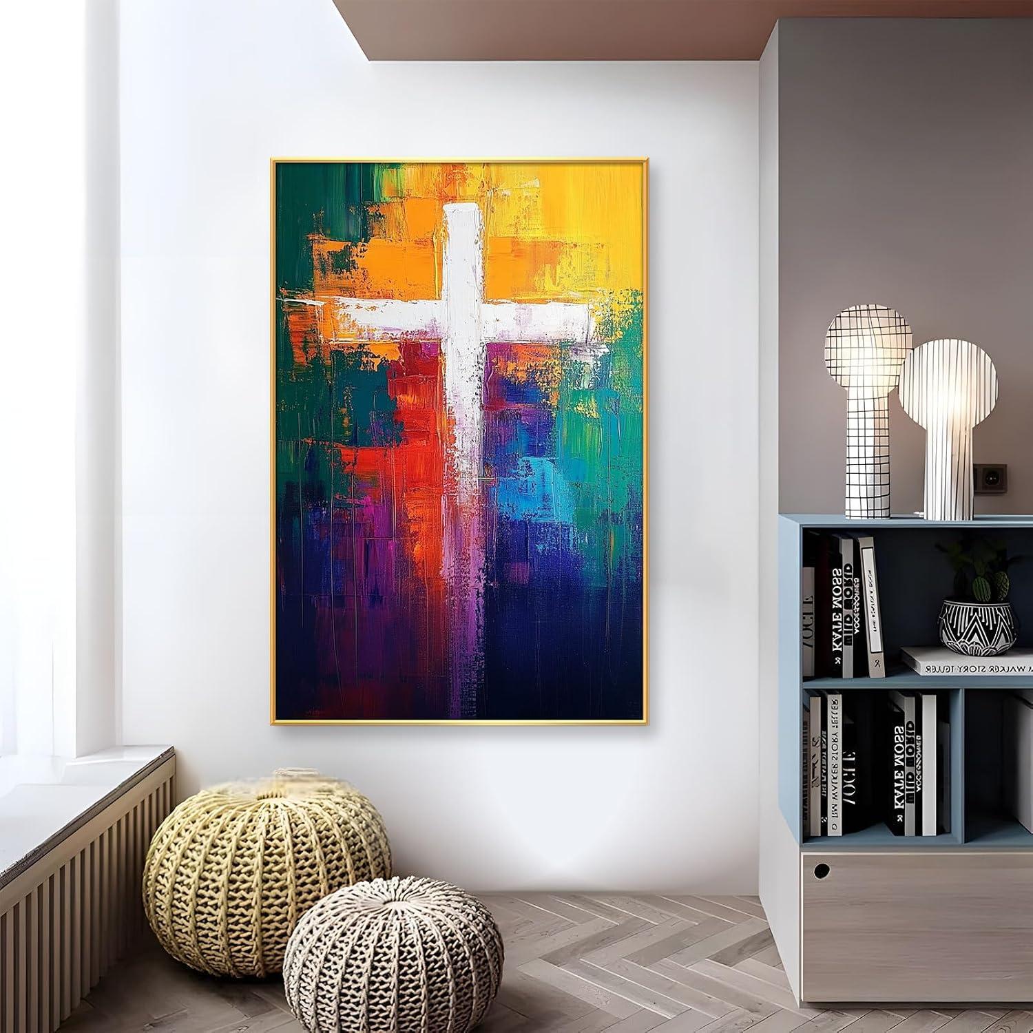 Why We Love This Colorful Abstract Cross Canvas Wall Art